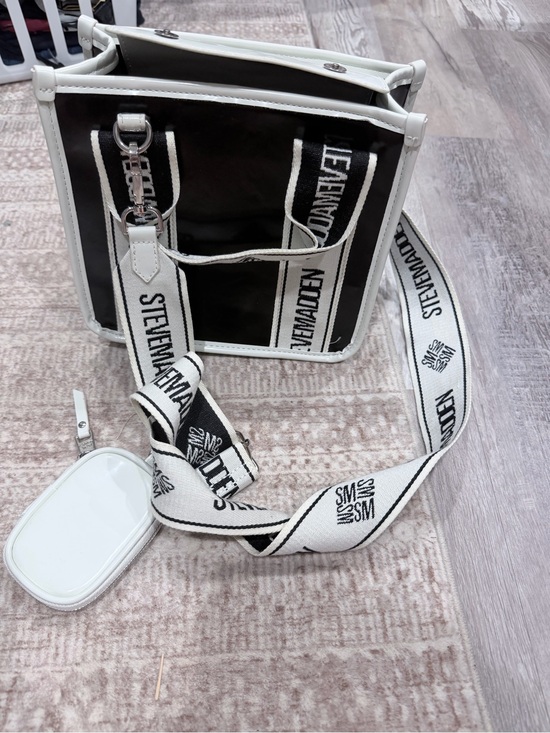Steve Madden Handbags - Steve Madden Black and White Crossbody Bag with Branded Strap